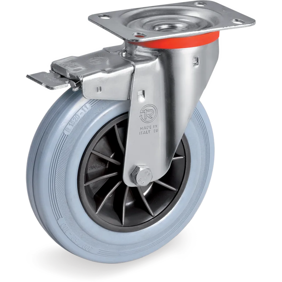 Tellure Rôta 225226 – Rueda giratoria de goma Ø200×50 mm con freno