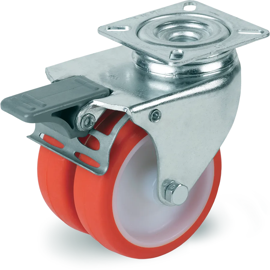 Tellure Rôta 368414 – Rueda giratoria de poliuretano termoplástico Ø75 mm con freno