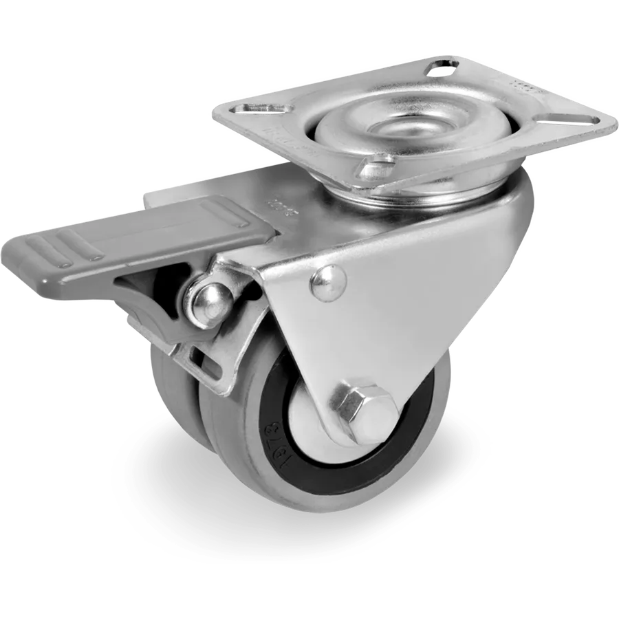 Tellure Rôta 378203 – Rueda giratoria de goma Ø75 mm con freno
