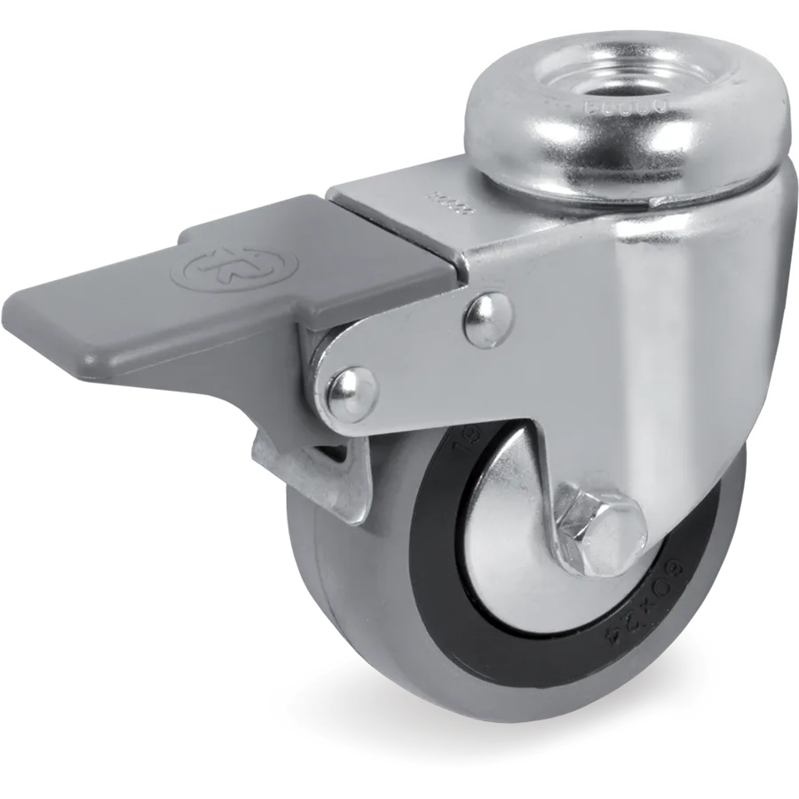 Tellure Rôta 377303 – Rueda giratoria de goma Ø75×24 mm con freno