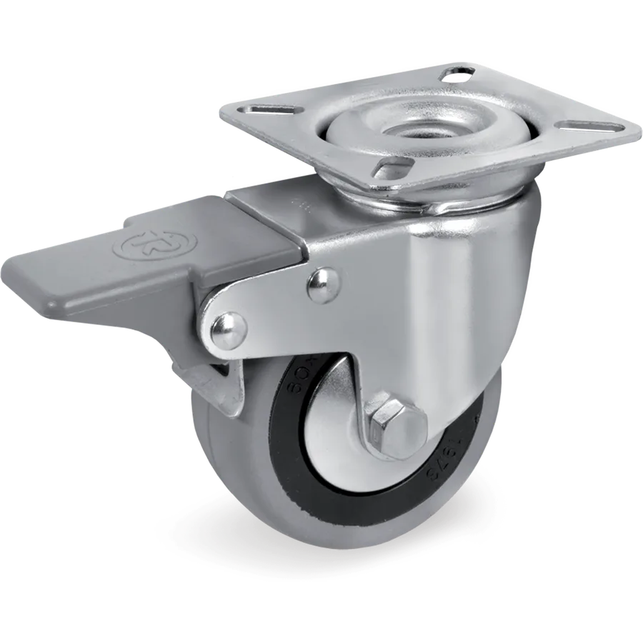 Tellure Rôta 378102 – Rueda giratoria de goma Ø60×24 mm con freno