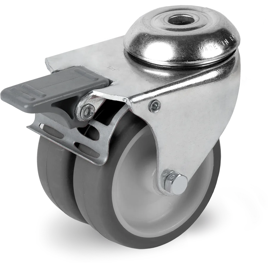 Tellure Rôta 387414 – Rueda giratoria de goma termoplástica Ø75 mm con freno