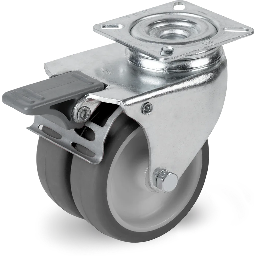Tellure Rôta 388414 – Rueda giratoria de goma termoplástica Ø75 mm con freno