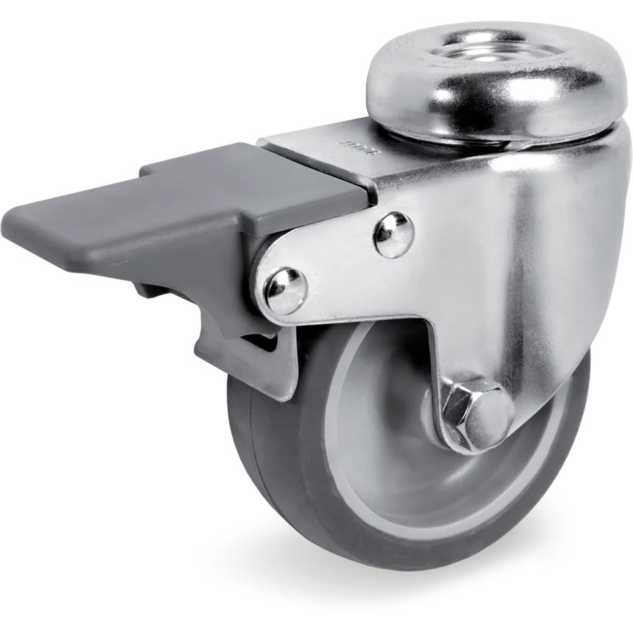 Tellure Rôta 387203 – Rueda giratoria de goma termoplástica Ø80×24 mm con freno