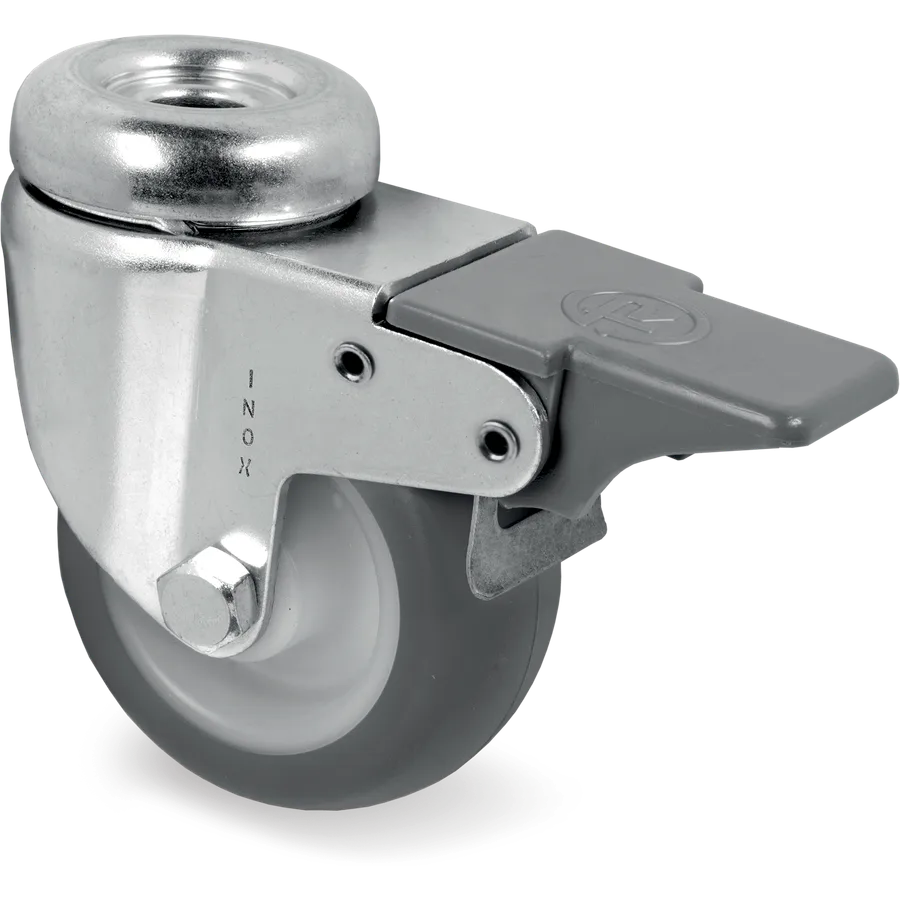 Tellure Rôta 387202NX – Rueda giratoria de goma termoplástica Ø60×25 mm con freno
