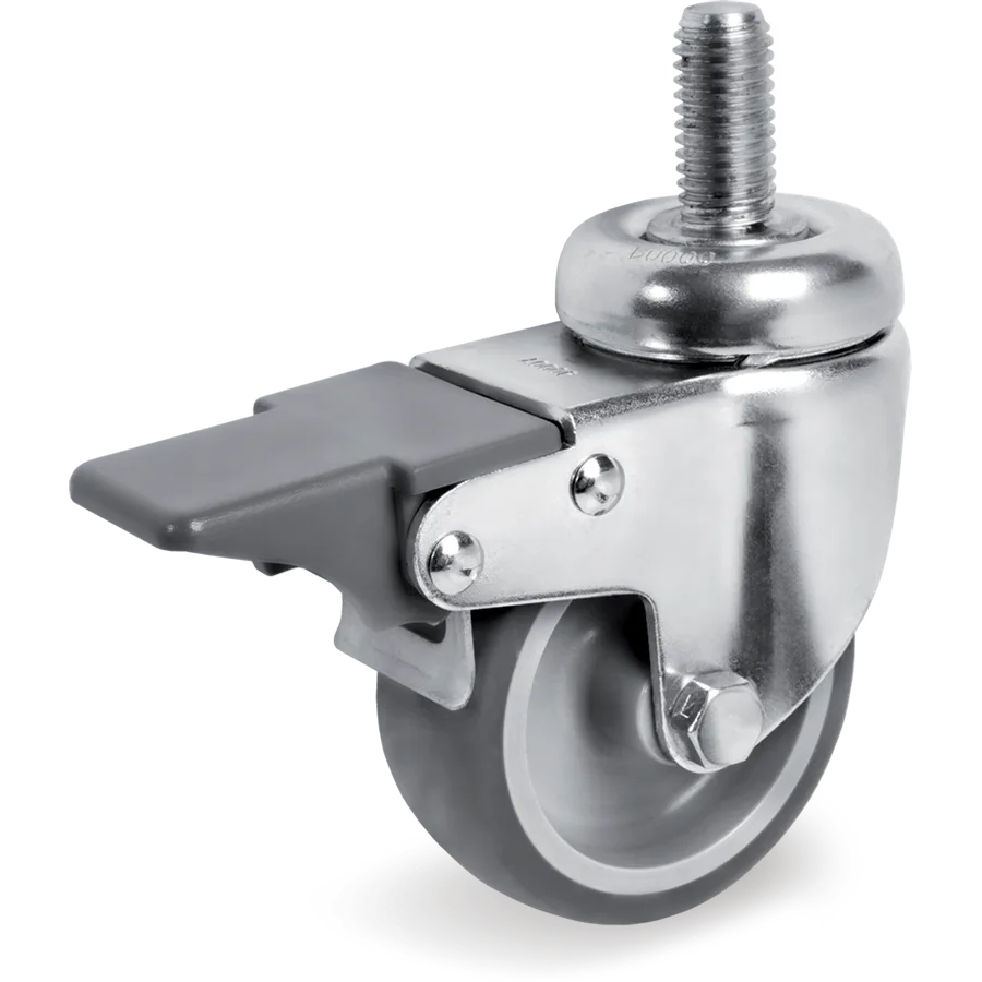 Tellure Rôta 389402 – Rueda giratoria de goma termoplástica Ø60×25 mm con freno