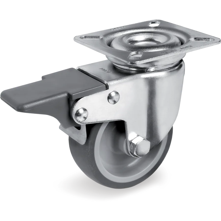 Tellure Rôta 388201 – Rueda giratoria de goma termoplástica Ø50×18 mm con freno