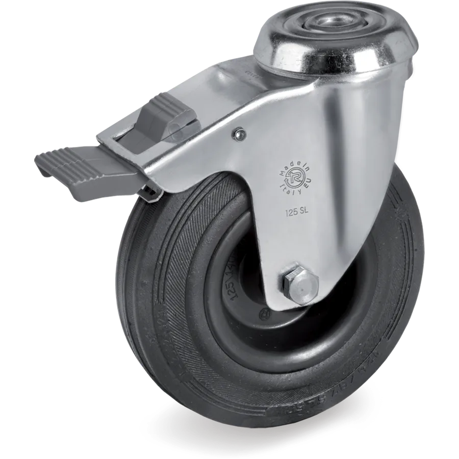 Tellure Rôta 526202 – Rueda giratoria de goma Ø100×30 mm con freno