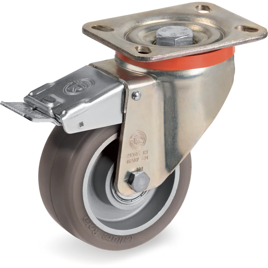 Tellure Rôta 585502 – TR-PowerHigh polyurethane swivel castor Ø100×40 mm with brake