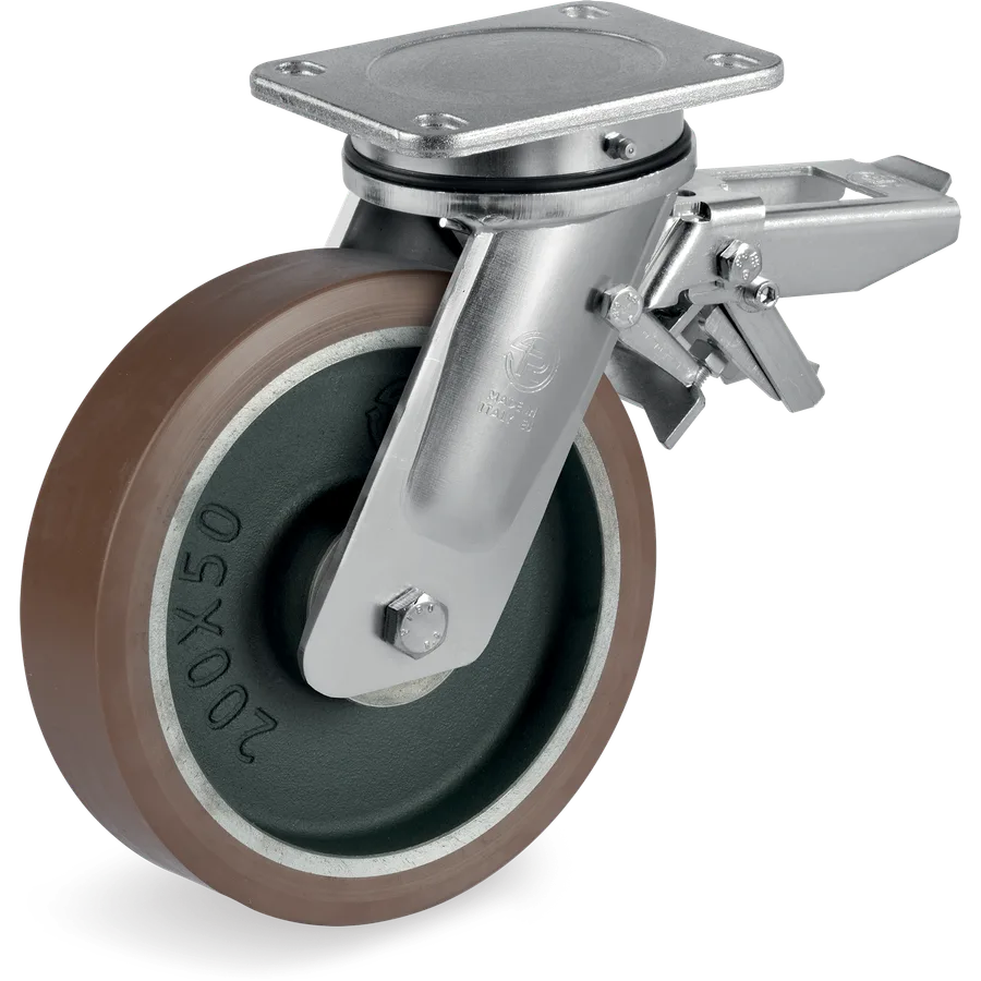 Tellure Rôta 588506 – Rueda giratoria de poliuretano TR-PowerHigh Ø200×50 mm con freno