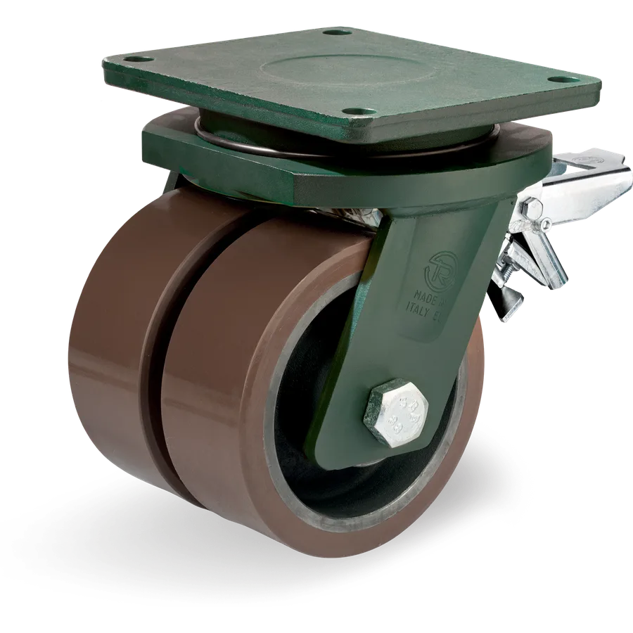 Tellure Rôta 588786 – Rueda giratoria de poliuretano TR-PowerHigh Ø200 mm con freno