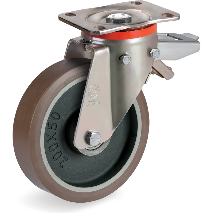 Tellure Rôta 584863 – TR-PowerHigh polyurethane swivel castor Ø125×50 mm with brake