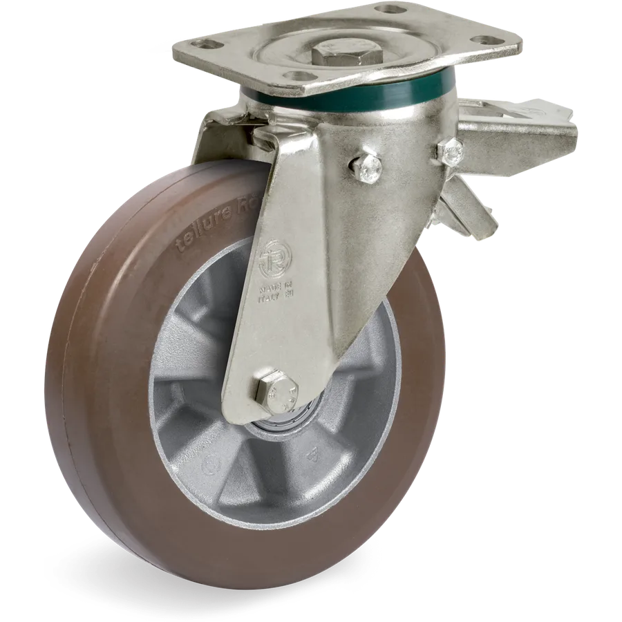 Tellure Rôta 585533 – Rueda giratoria de poliuretano TR-PowerHigh Ø125×40 mm con freno