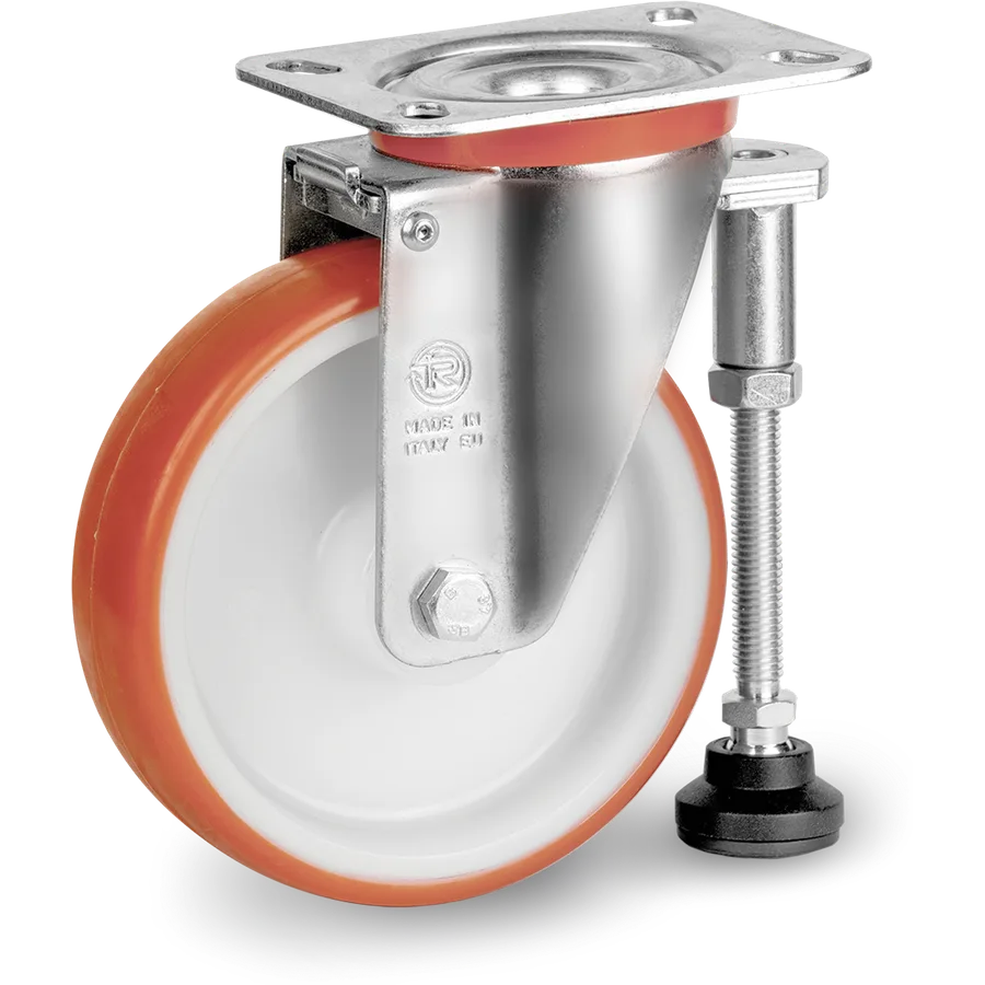 Tellure Rôta 603802 – Rueda giratoria de poliuretano termoplástico Ø100×30 mm con freno