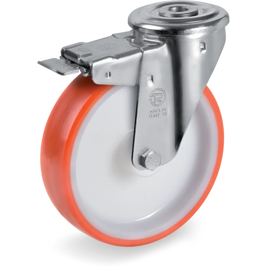 Tellure Rôta 606421 – Rueda giratoria de poliuretano termoplástico Ø80×30 mm con freno
