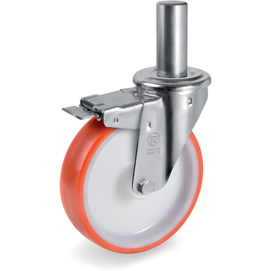 Tellure Rôta 606211 – Rueda giratoria de poliuretano termoplástico Ø150×45 mm con freno