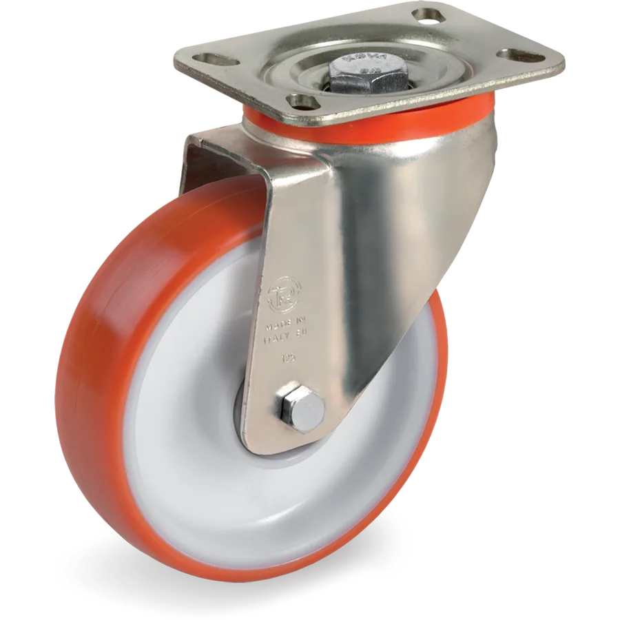 Tellure Rôta 608202 – Rueda giratoria de poliuretano termoplástico Ø100×30 mm