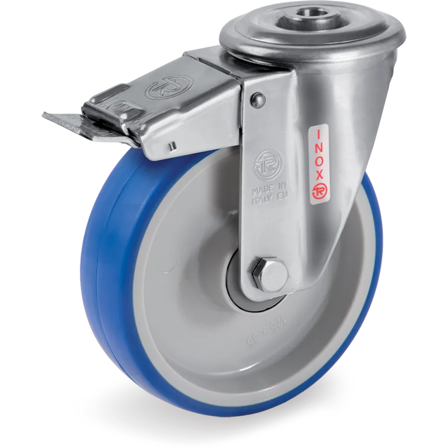 Tellure Rôta 616506 – Rueda giratoria de poliuretano termoplástico Ø200×50 mm con freno
