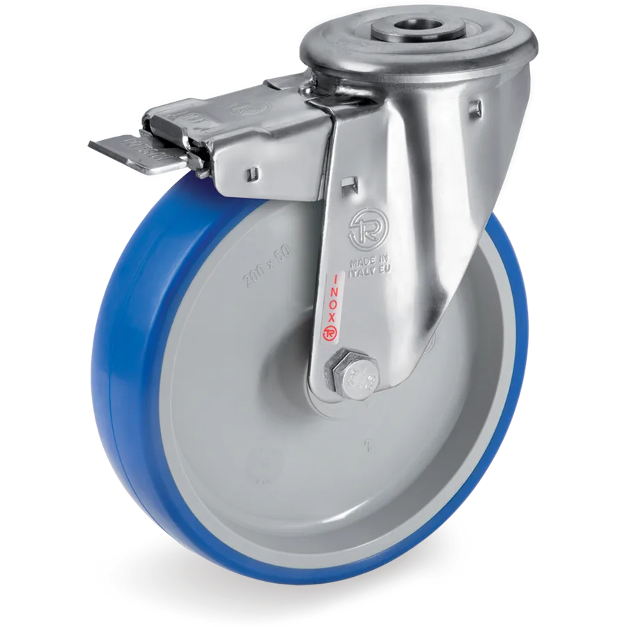 Tellure Rôta 618803 – Rueda giratoria de poliuretano termoplástico Ø125×35 mm con freno