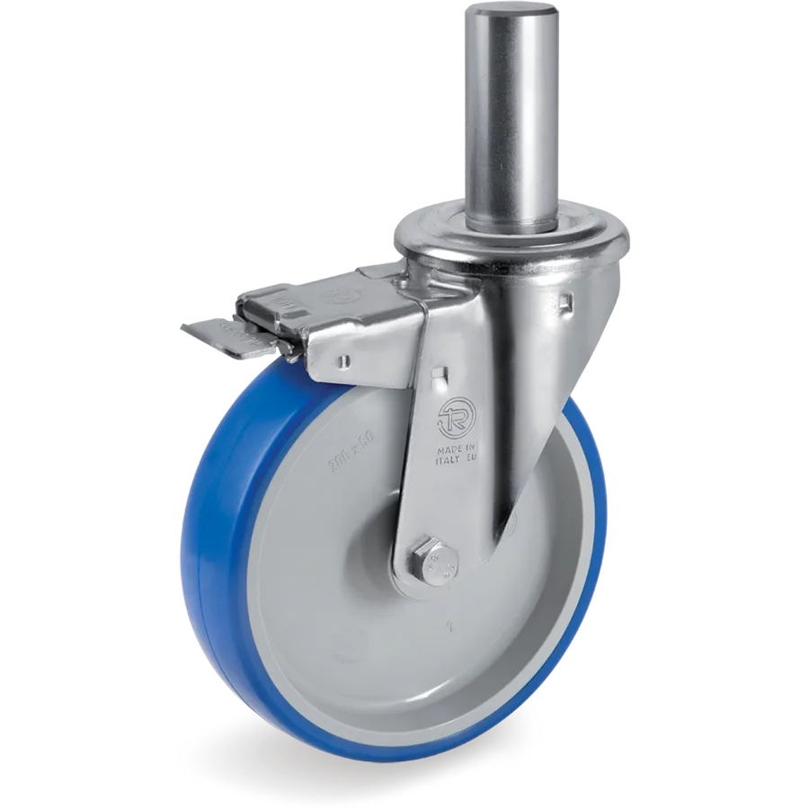 Tellure Rôta 616202 – Rueda giratoria de poliuretano termoplástico Ø100×30 mm con freno