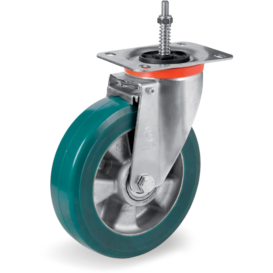 Tellure Rôta 624806 – Rueda giratoria de poliuretano TR-Roll Ø200×50 mm con freno