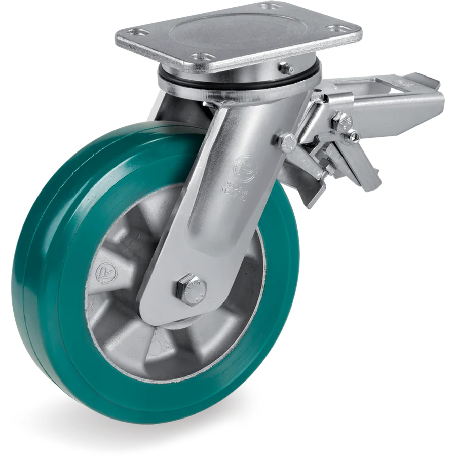 Tellure Rôta 628605 – Rueda giratoria de poliuretano TR-Roll Ø180×50 mm con freno