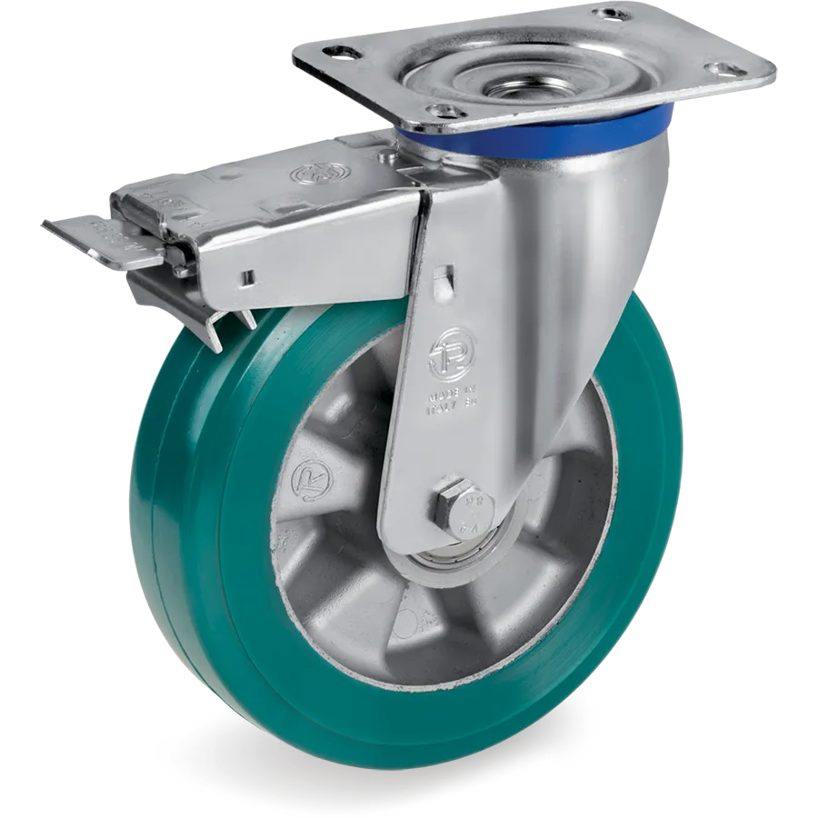 Tellure Rôta 627406 – Rueda giratoria de poliuretano TR-Roll Ø200×50 mm con freno