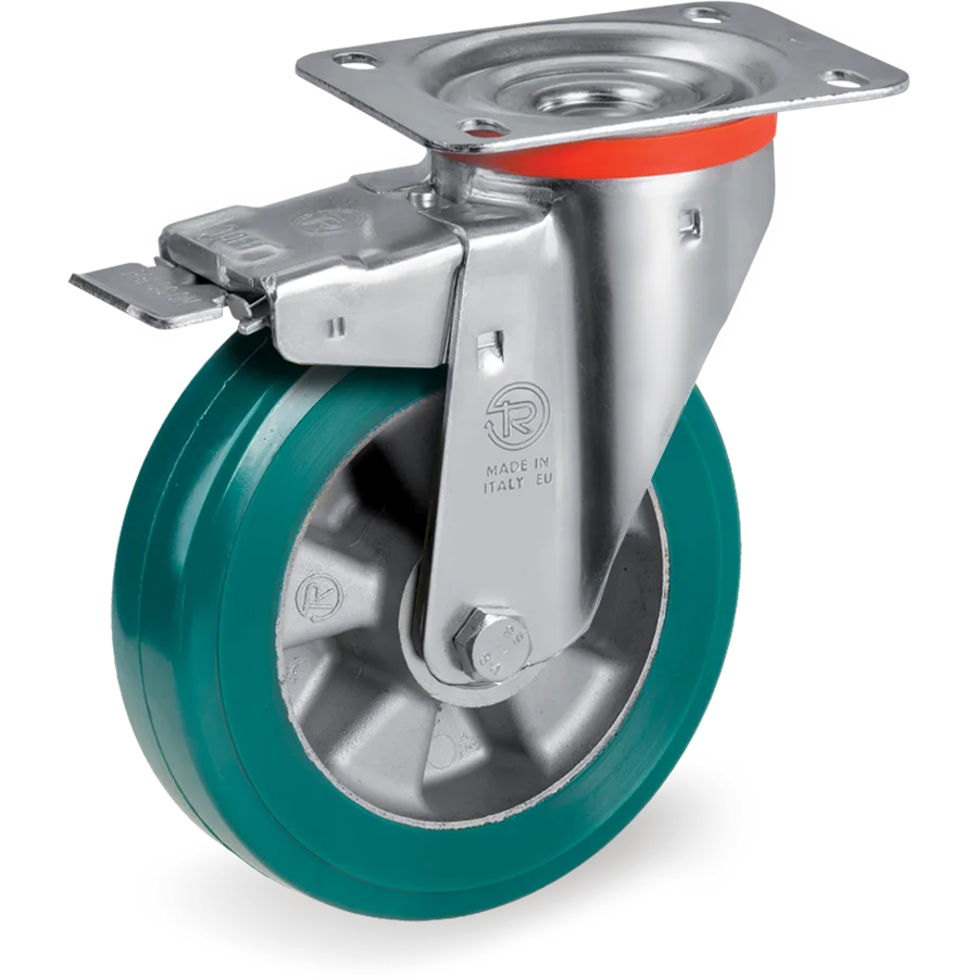 Tellure Rôta 627313 – TR-Roll polyurethane swivel castor Ø125×40 mm with brake