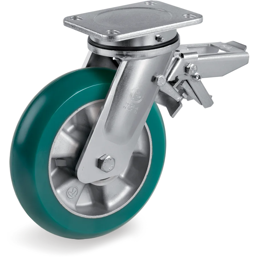 Tellure Rôta 629806 – Rueda giratoria de poliuretano TR-Roll Ø200×50 mm con freno