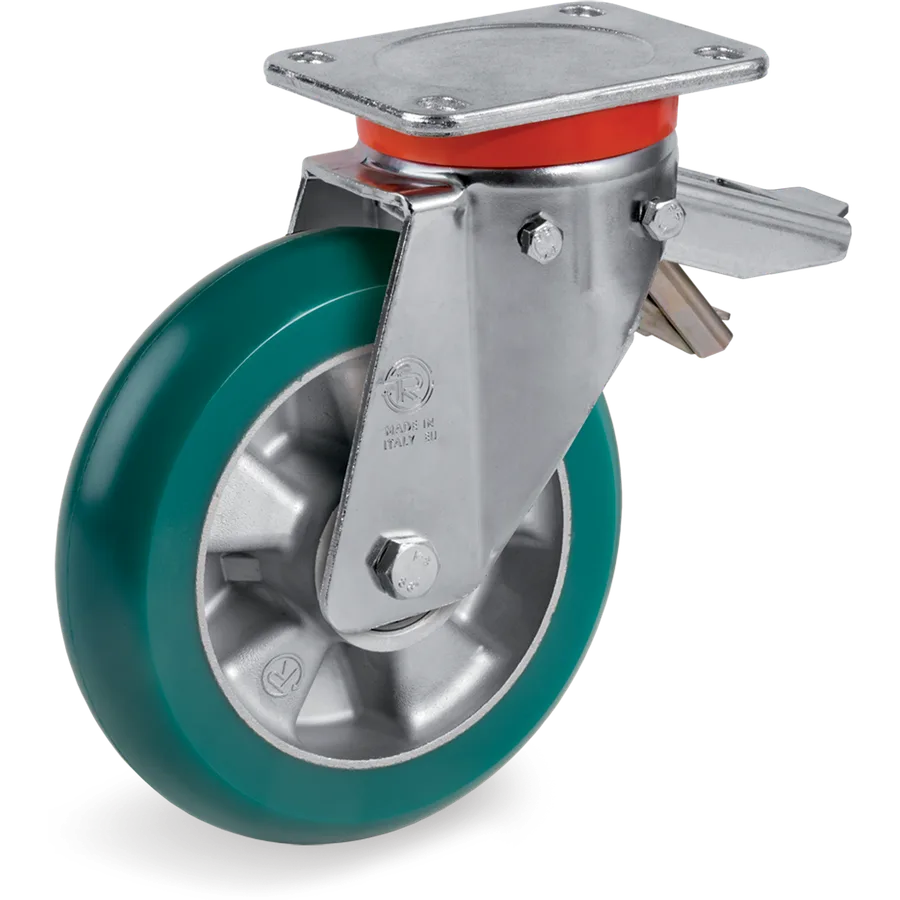 Tellure Rôta 629506 – TR-Roll polyurethane swivel castor Ø200×50 mm with brake
