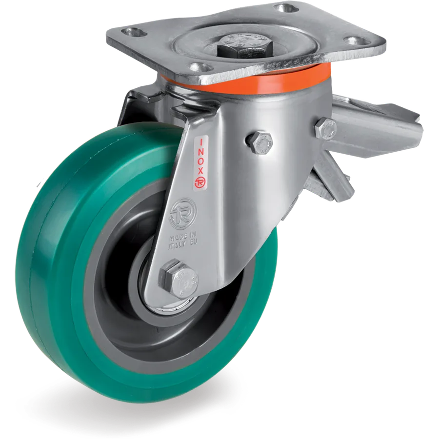 Tellure Rôta 625634 – Rueda giratoria de poliuretano TR-Roll Ø160×50 mm con freno