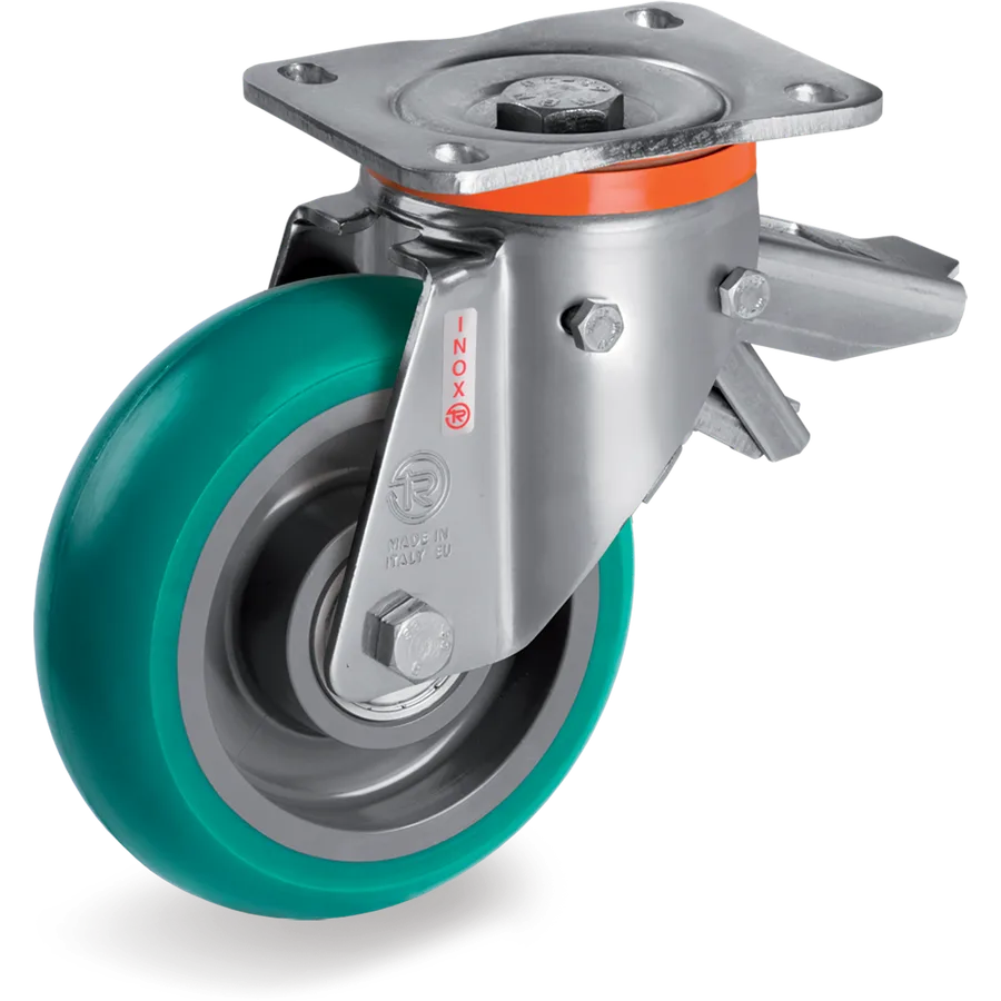 Tellure Rôta 625624 – Rueda giratoria de poliuretano TR-Roll Ø160×50 mm con freno