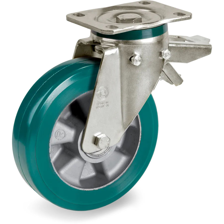 Tellure Rôta 629905 – Rueda giratoria de poliuretano TR-Roll Ø180×50 mm con freno