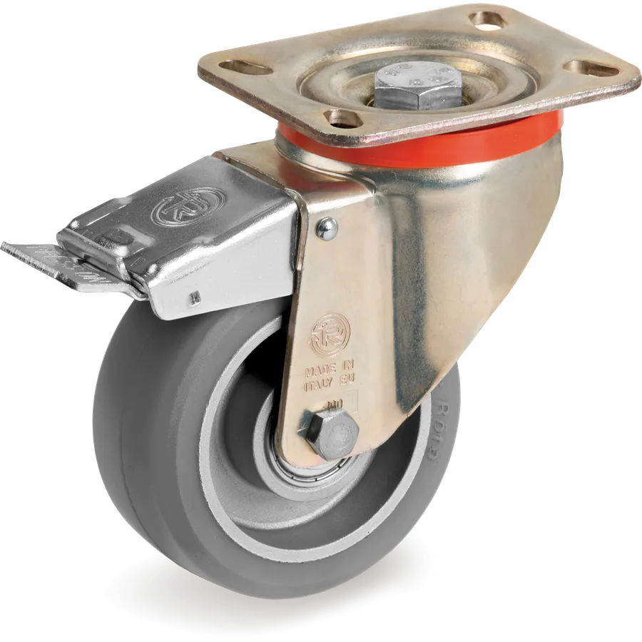 Tellure Rôta 627213ESD – Rueda giratoria de poliuretano TR-Roll ESD Ø125×40 mm con freno