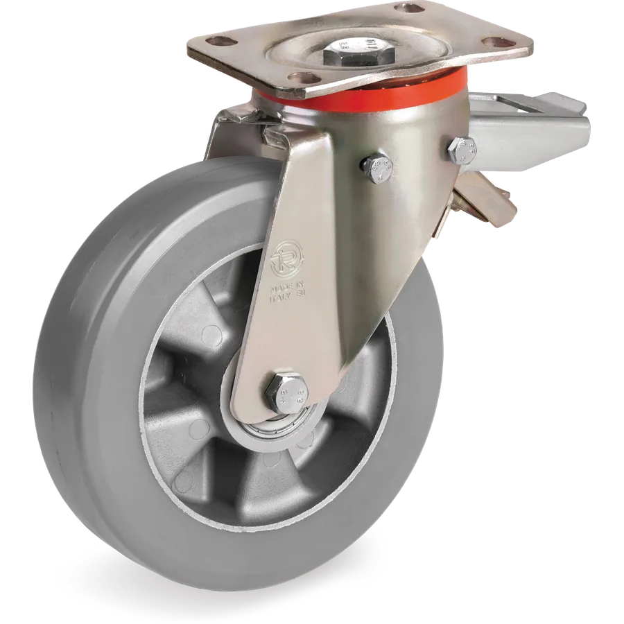 Tellure Rôta 627204ESD – Rueda giratoria de poliuretano TR-Roll ESD Ø160×50 mm con freno