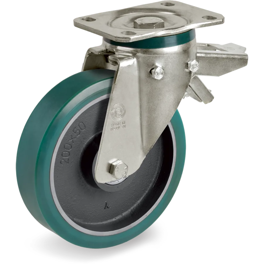 Tellure Rôta 627264 – TR-Roll polyurethane swivel castor Ø150×50 mm with brake