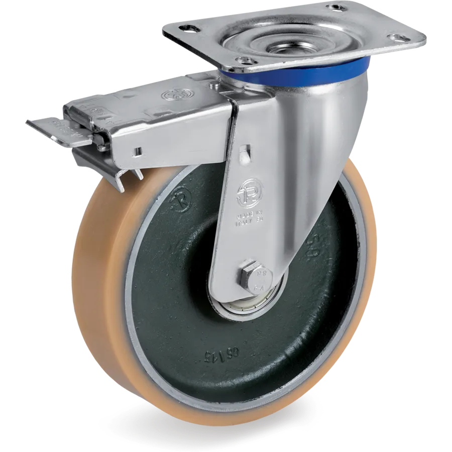 Tellure Rôta 636704 – Vulkollan® swivel castor Ø150×40 mm with brake