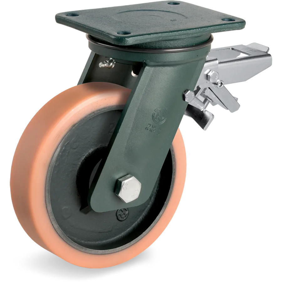 Tellure Rôta 638916 – Rueda giratoria de vulkollan® Ø200×78 mm con freno