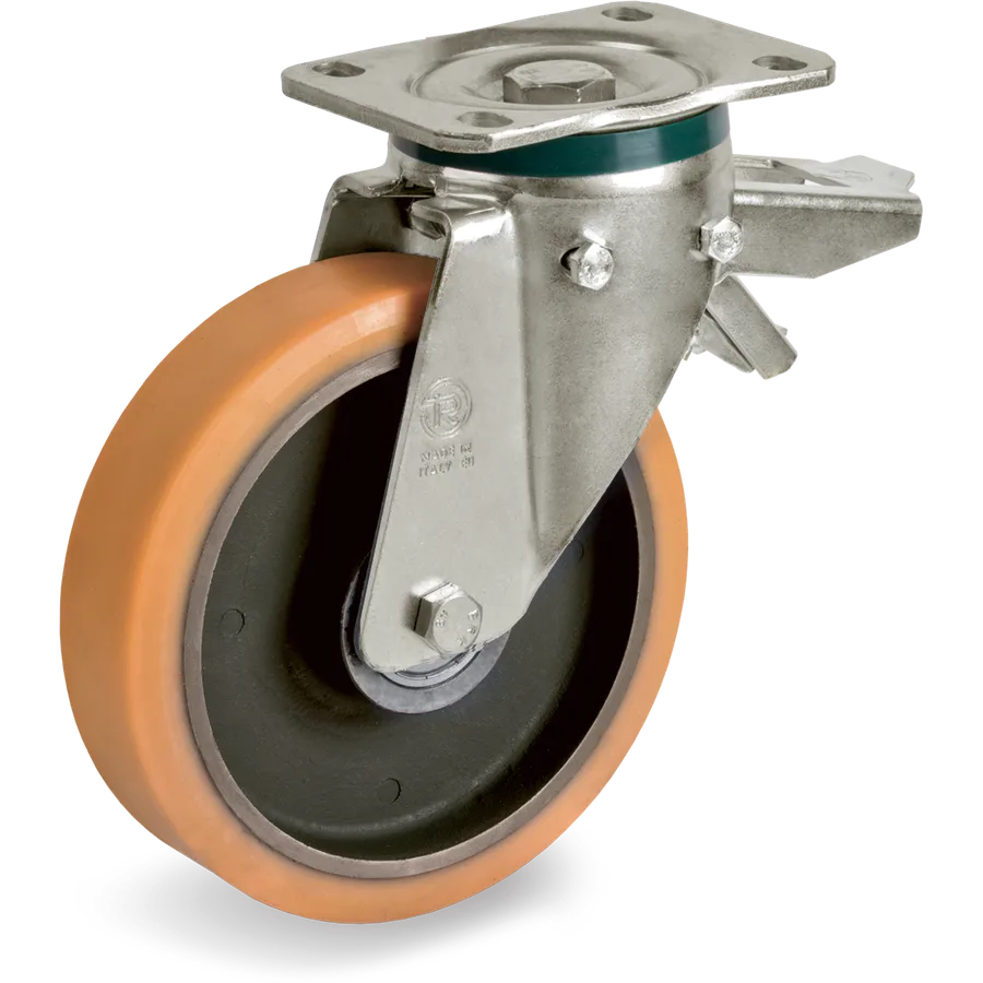Tellure Rôta 649904 – Rueda giratoria de poliuretano TR Ø150×50 mm con freno