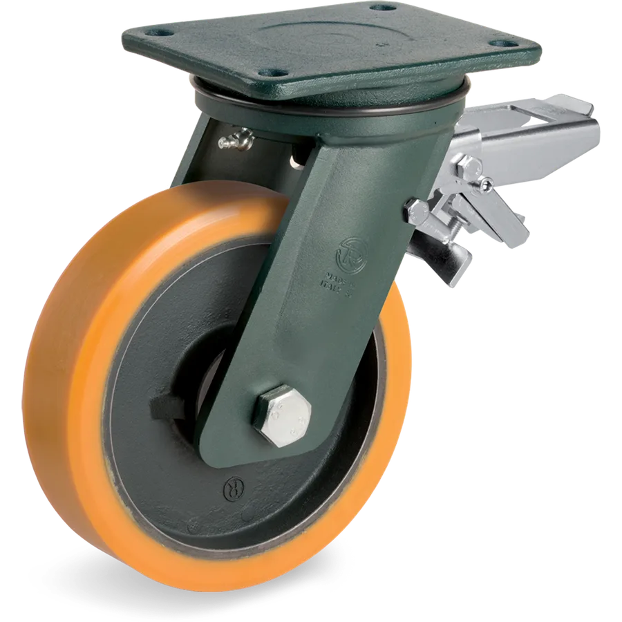 Tellure Rôta 648516 – Rueda giratoria de poliuretano TR Ø200×78 mm con freno