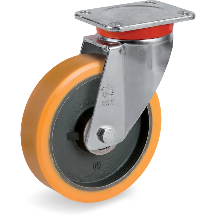 Tellure Rôta 647864 – Rueda giratoria de poliuretano TR Ø160×50 mm