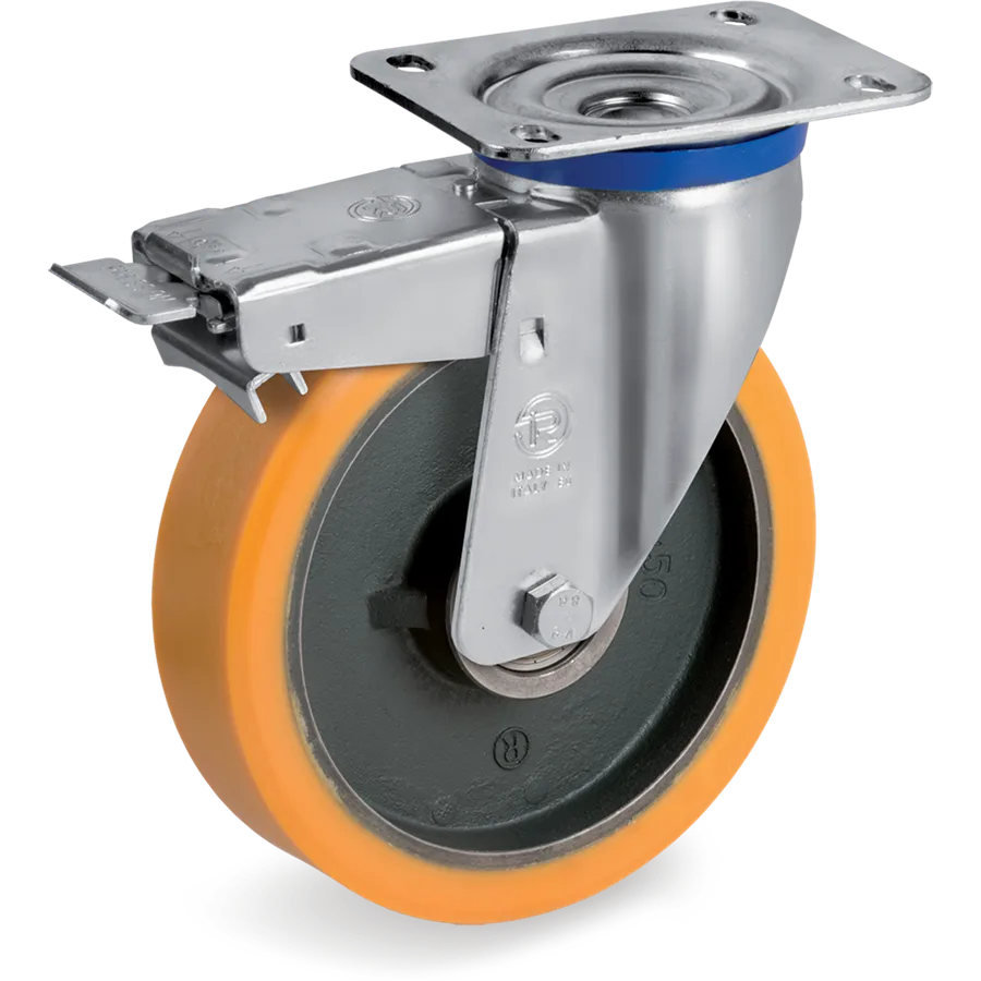 Tellure Rôta 645566 – Rueda giratoria de poliuretano TR Ø200×50 mm con freno