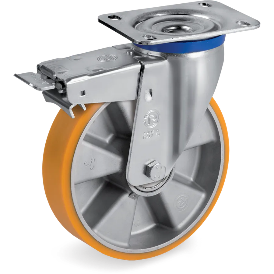 Tellure Rôta 659706 – Rueda giratoria de poliuretano TR Ø200×50 mm con freno