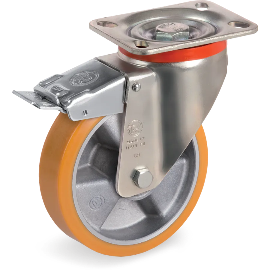 Tellure Rôta 656603 – Rueda giratoria de poliuretano TR Ø125×35 mm con freno
