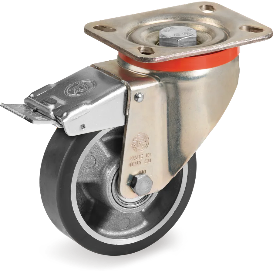 Tellure Rôta 656603ESD – Rueda giratoria de poliuretano TR ESD Ø125×35 mm con freno