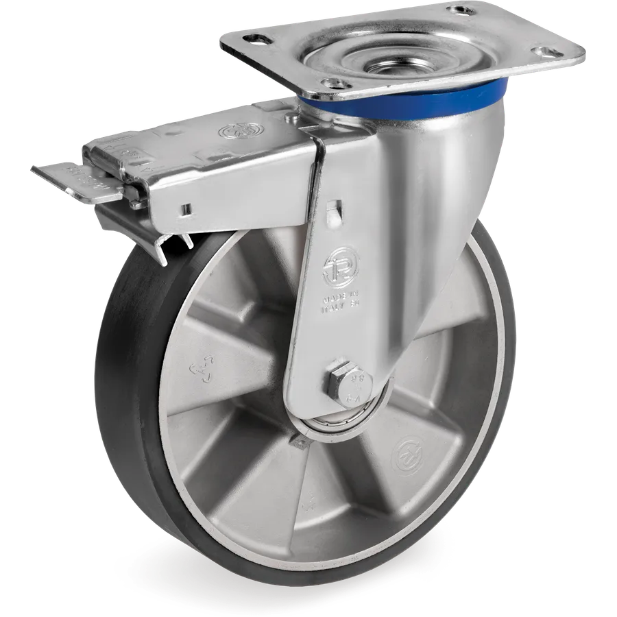 Tellure Rôta 659714ESD – Rueda giratoria de poliuretano TR ESD Ø160×50 mm con freno