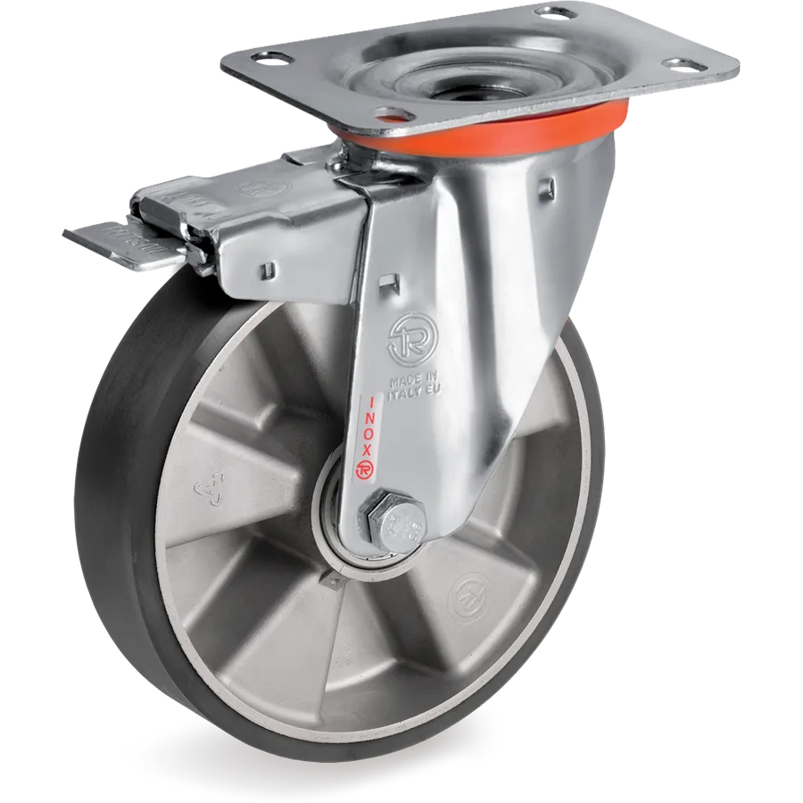 Tellure Rôta 655104ESD – Rueda giratoria de poliuretano TR ESD Ø150×40 mm con freno