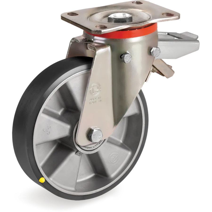 Tellure Rôta 656606ESD – Rueda giratoria de poliuretano TR ESD Ø200×50 mm con freno