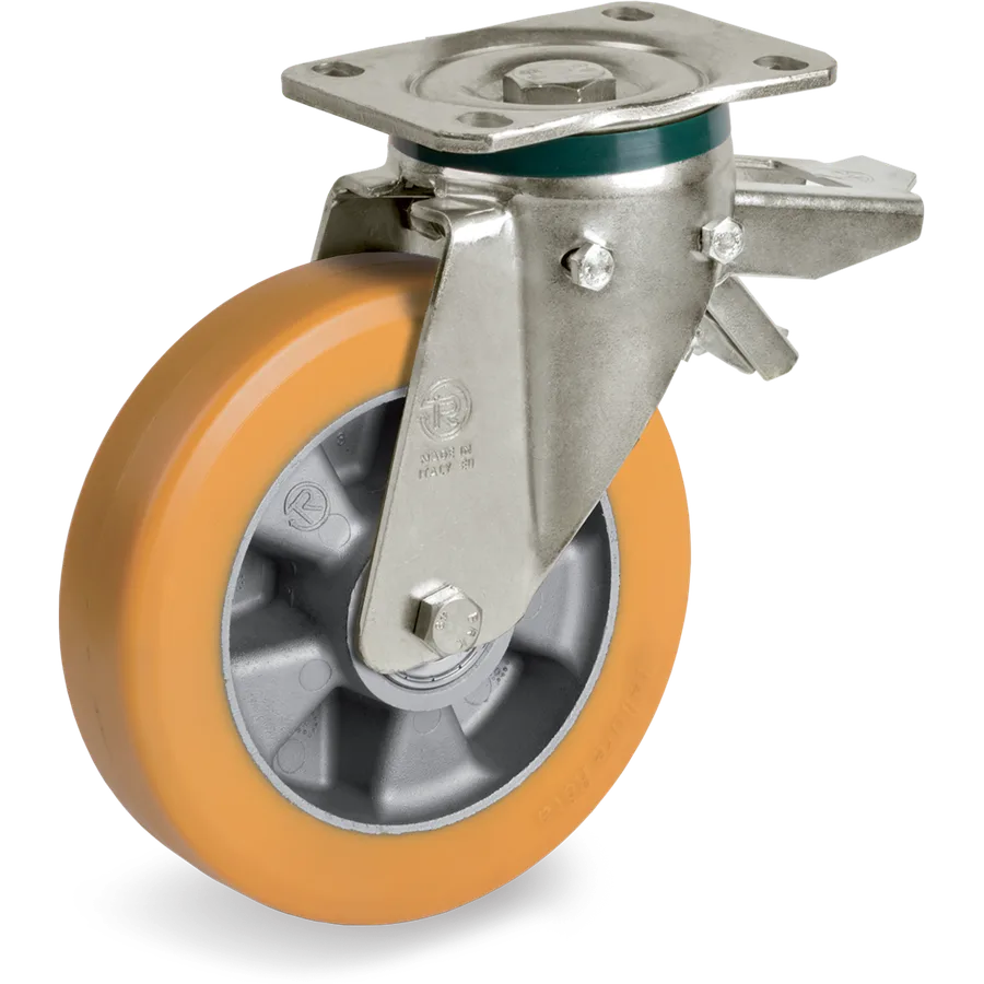 Tellure Rôta 655536 – Rueda giratoria de poliuretano TR Ø200×50 mm con freno