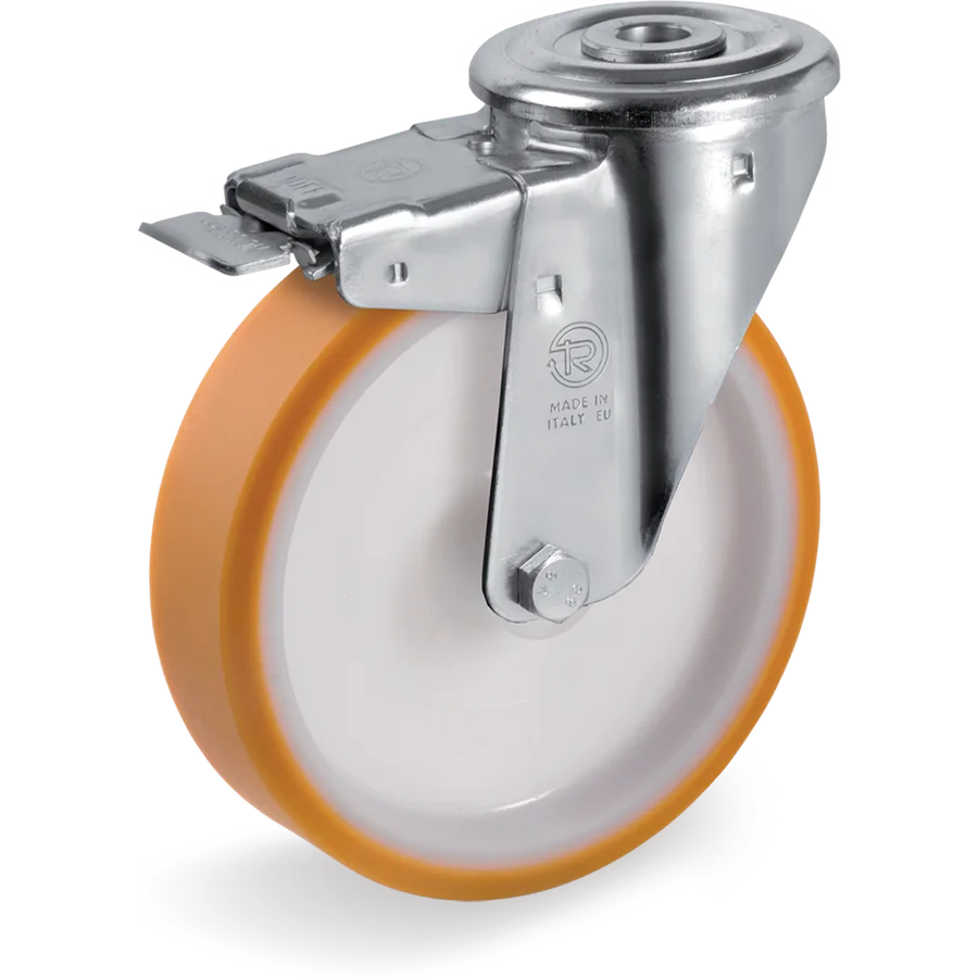Tellure Rôta 666425 – Rueda giratoria de poliuretano TR Ø175×40 mm con freno